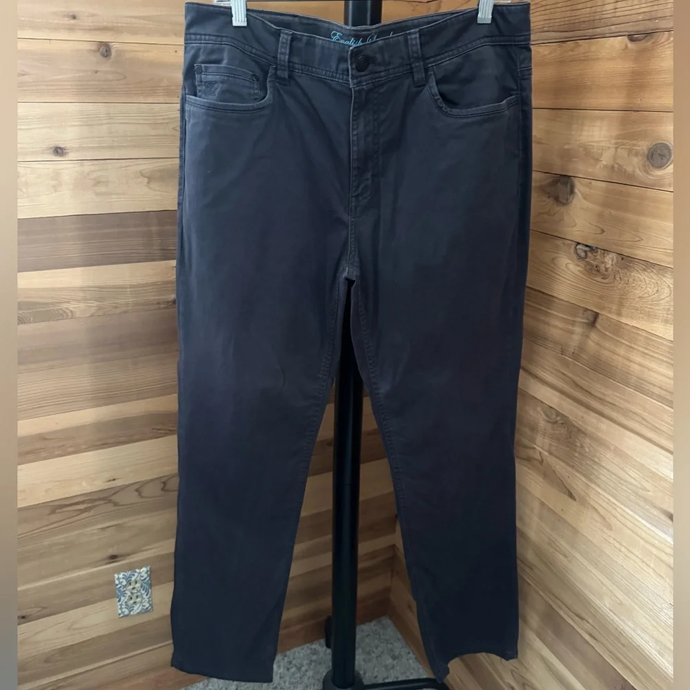 English Laundry Men's Slim Fit 5-Pocket Chino Pants 34x32 Charcoal Gray Stretch